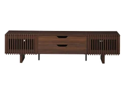 Mueble de TV 180x40x45 cm - con 2 cajones y 2 puertas de persiana - MDF - Color nogal