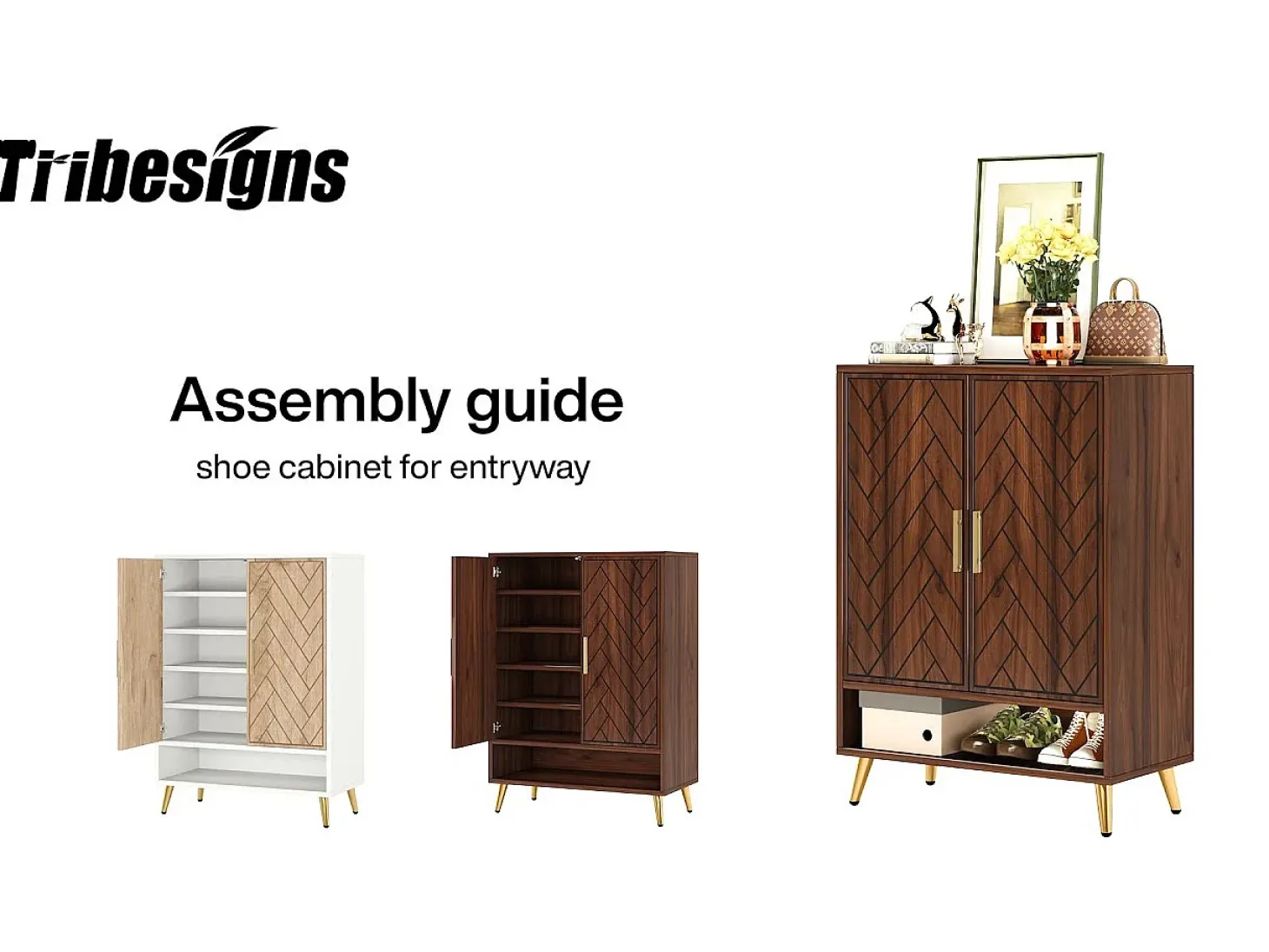 Mueble de zapatos con 2 puertas, mueble de almacenamiento de zapatos de 6 niveles, separadores ajustables, para el recibidor, salón, marrón