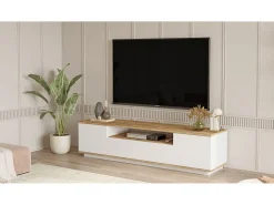 Mueble Elegante Tv Futura   180 Cm Pino - Blanco