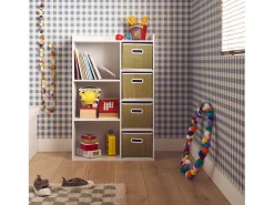 Mueble infantil con 4 cestas de fibra vegetal natural