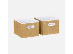 Mueble infantil con 4 cestas de fibra vegetal natural