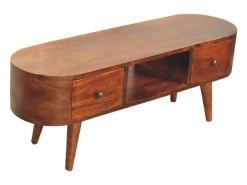 Mueble multimedia redondo abierto de castaño