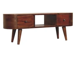 Mueble multimedia redondo abierto de castaño