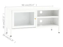 Mueble para el televisor acero y vidrio blanco 90x30x44 cm