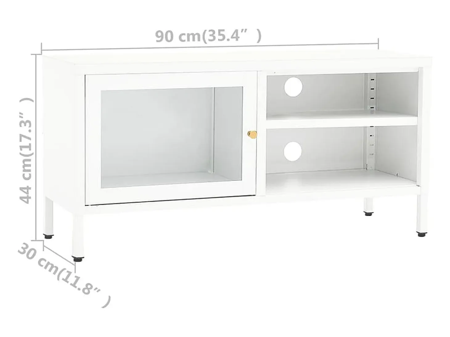 Mueble para el televisor acero y vidrio blanco 90x30x44 cm