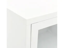 Mueble para el televisor acero y vidrio blanco 90x30x44 cm