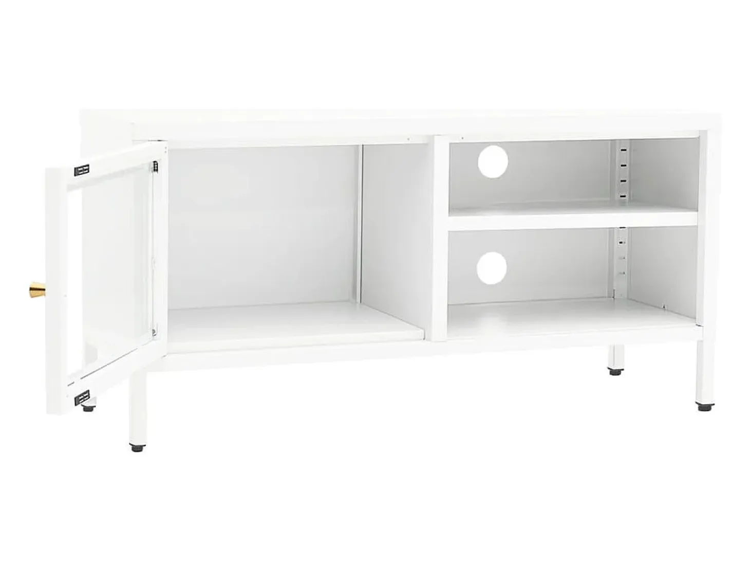 Mueble para el televisor acero y vidrio blanco 90x30x44 cm