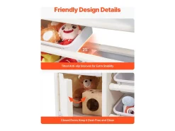 Mueble para Guardar Juguetes Infantiles SucceBuy, de 4 Niveles con Biblioteca, Estantería Organizadora de Juguetes con 10 Cubos de Plástico Extraíbles