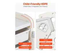 Mueble para Guardar Juguetes Infantiles SucceBuy, de 4 Niveles con Biblioteca, Estantería Organizadora de Juguetes con 10 Cubos de Plástico Extraíbles