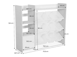 Mueble para niños con 9 cubos, 4 estantes y 1 puerta natural