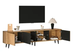 Mueble para TV 175×31,5×45 cm - 3 puertas - Apto para televisor de 75 pulgadas - natural + negro