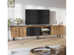 Mueble para TV 175×31,5×45 cm - 3 puertas - Apto para televisor de 75 pulgadas - natural + negro