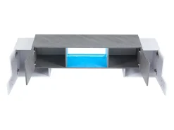 Mueble para TV - con 4 puertas - con iluminación LED - para televisores 80/75/70/65/55 pulgadas - blanco + gris