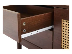 Mueble para TV - con 2 puertas de ratán y 4 cajones - apto para televisores de hasta 80" - Marrón