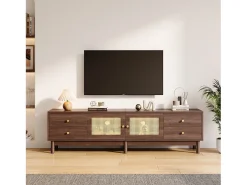 Mueble para TV - con 2 puertas de ratán y 4 cajones - apto para televisores de hasta 80