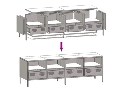 Mueble para TV acero laminado en frío negro 135x39x43,5 cm