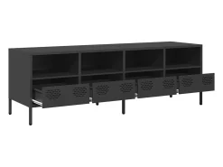 Mueble para TV acero laminado en frío negro 135x39x43,5 cm