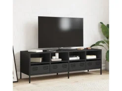 Mueble para TV acero laminado en frío negro 135x39x43,5 cm