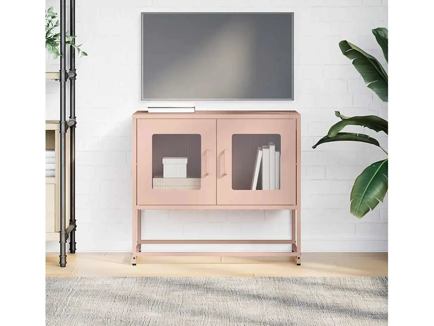 Mueble para TV acero laminado en frío rosa 68x39x60,5 cm