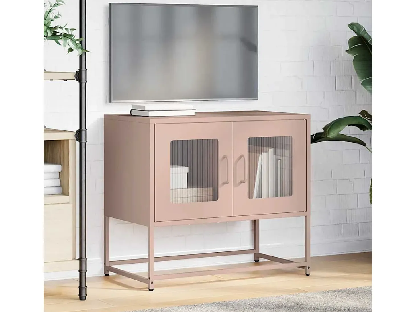 Mueble para TV acero laminado en frío rosa 68x39x60,5 cm