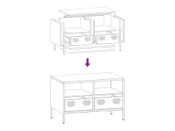 Mueble para TV acero laminado en frío negro 68x39x43,5 cm