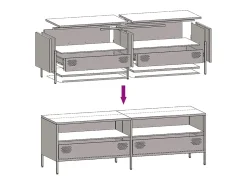 Mueble para TV acero laminado en frío negro 135x39x43,5 cm