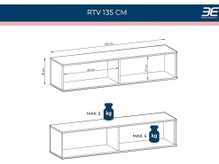 Mueble para TV, Beige, 135 x 30 x 32 cm, Push to Open