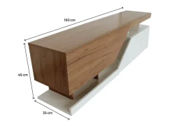Mueble para TV "Ceelias" - 160 x 35 x 46 cm - Blanco/Marrón oscuro
