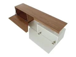 Mueble para TV "Ceelias" - 160 x 35 x 46 cm - Blanco/Marrón oscuro