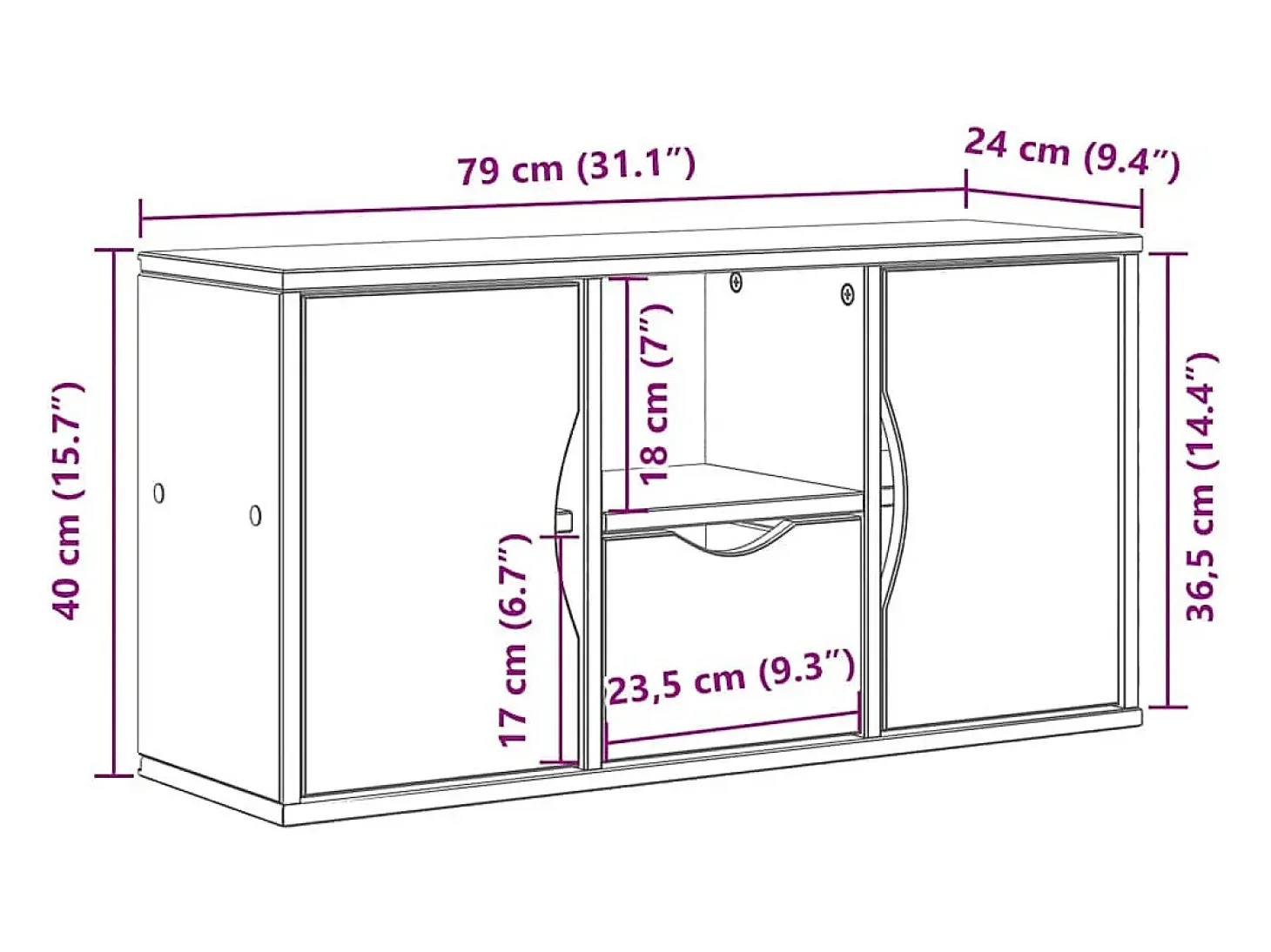 Mueble para TV con cajón ODDA blanco 79x24x40 cm madera pino