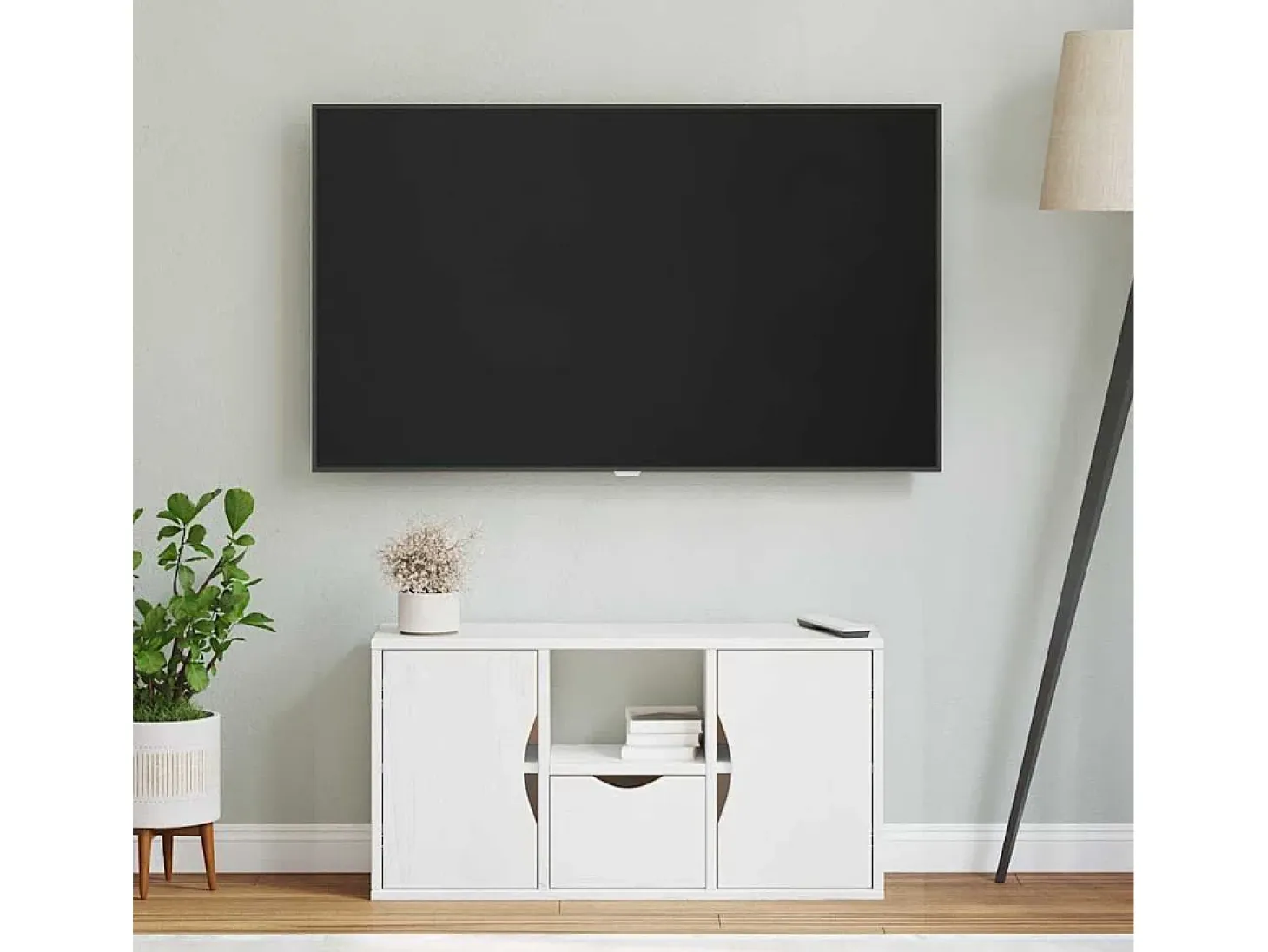 Mueble para TV con cajón ODDA blanco 79x24x40 cm madera pino