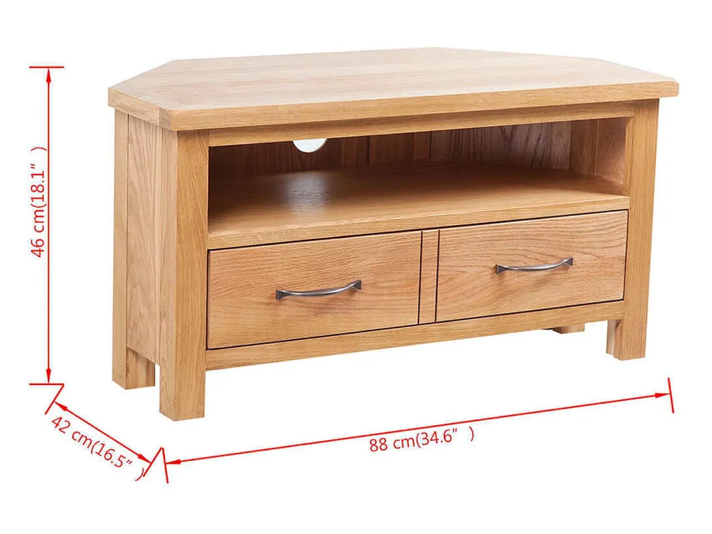 Mueble para TV con cajones madera maciza de roble 88x42x46 cm