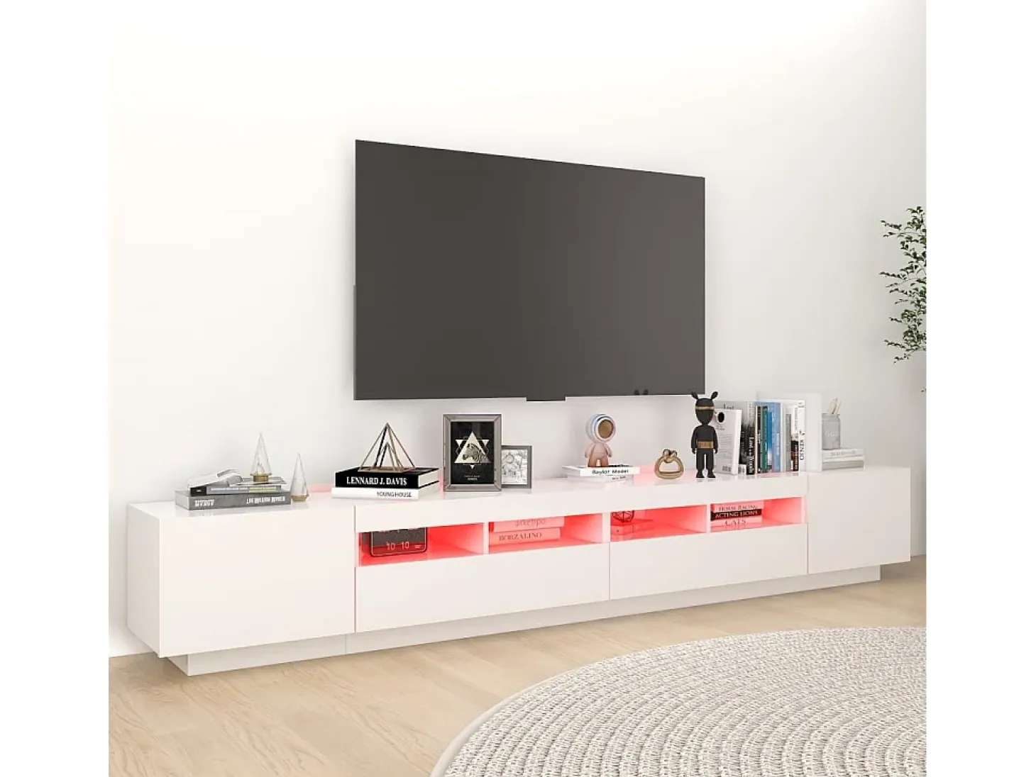 Mueble para TV con luces LED blanco 260x35x40 cm ES13336