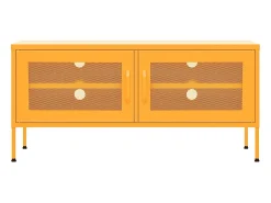Mueble para TV de acero amarillo mostaza 105x35x50 cm