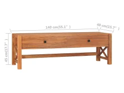 Mueble para TV de madera reciclada de teca 140x40x45 cm
