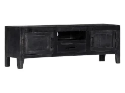 Mueble para TV de madera maciza de mango negro 118x30x40 cm