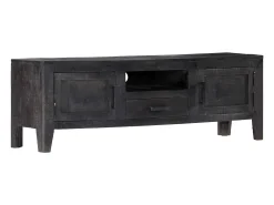 Mueble para TV de madera maciza de mango negro 118x30x40 cm
