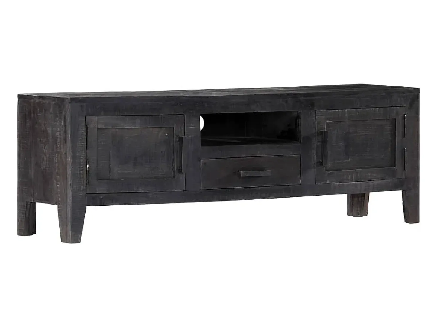 Mueble para TV de madera maciza de mango negro 118x30x40 cm