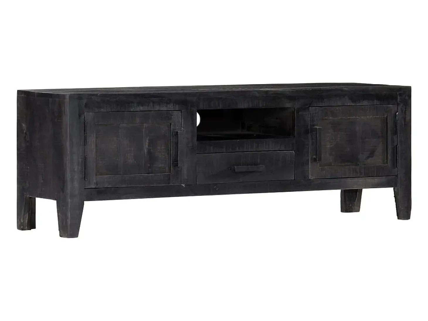 Mueble para TV de madera maciza de mango negro 118x30x40 cm