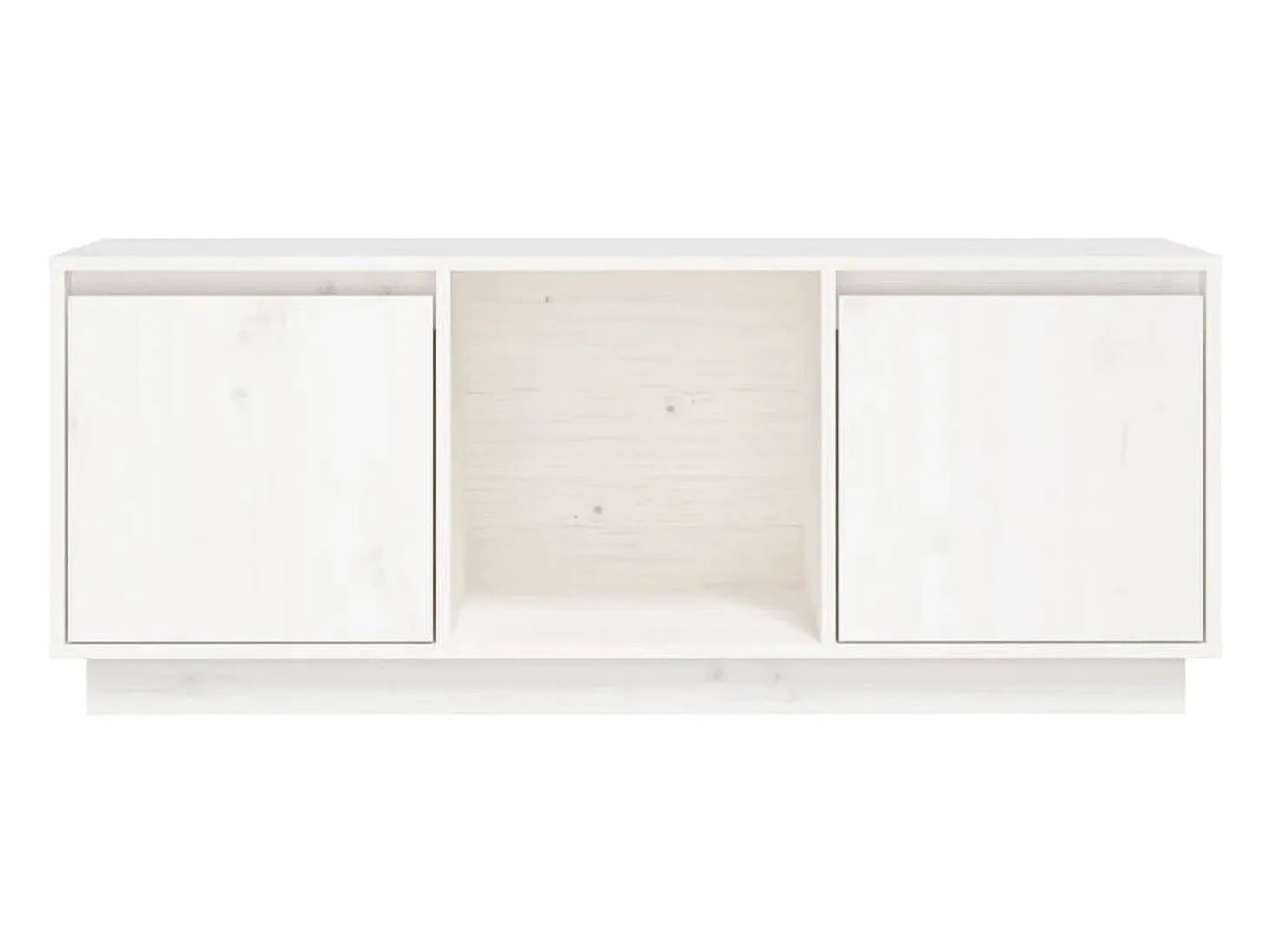 Mueble para TV de madera maciza de pino blanco 110,5x35x44 cm