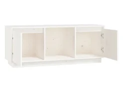 Mueble para TV de madera maciza de pino blanco 110,5x35x44 cm