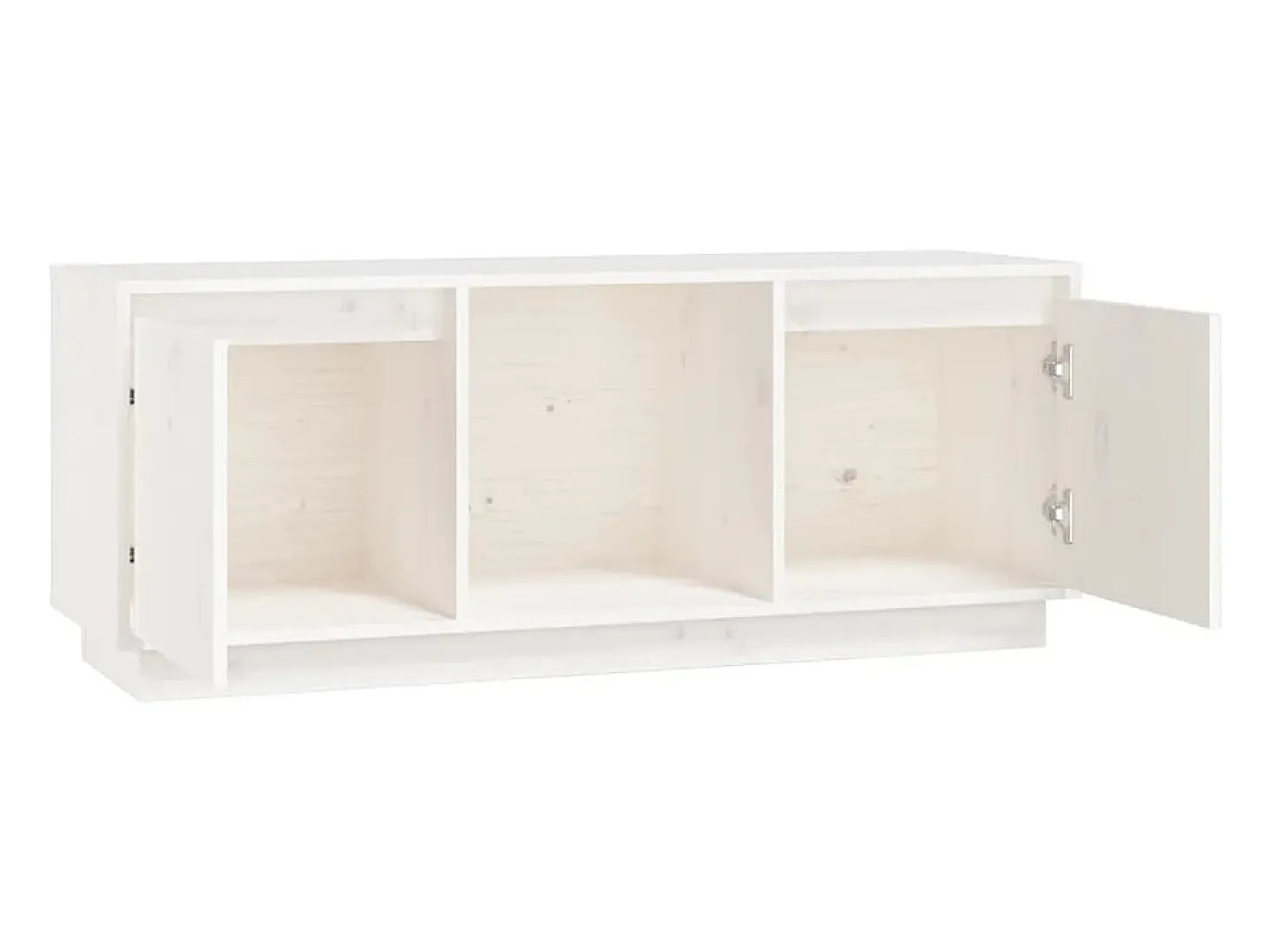 Mueble para TV de madera maciza de pino blanco 110,5x35x44 cm