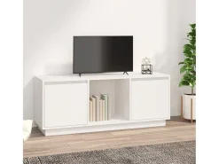 Mueble para TV de madera maciza de pino blanco 110,5x35x44 cm