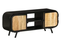 Mueble para TV de madera maciza de mango rugosa 110x30x45 cm