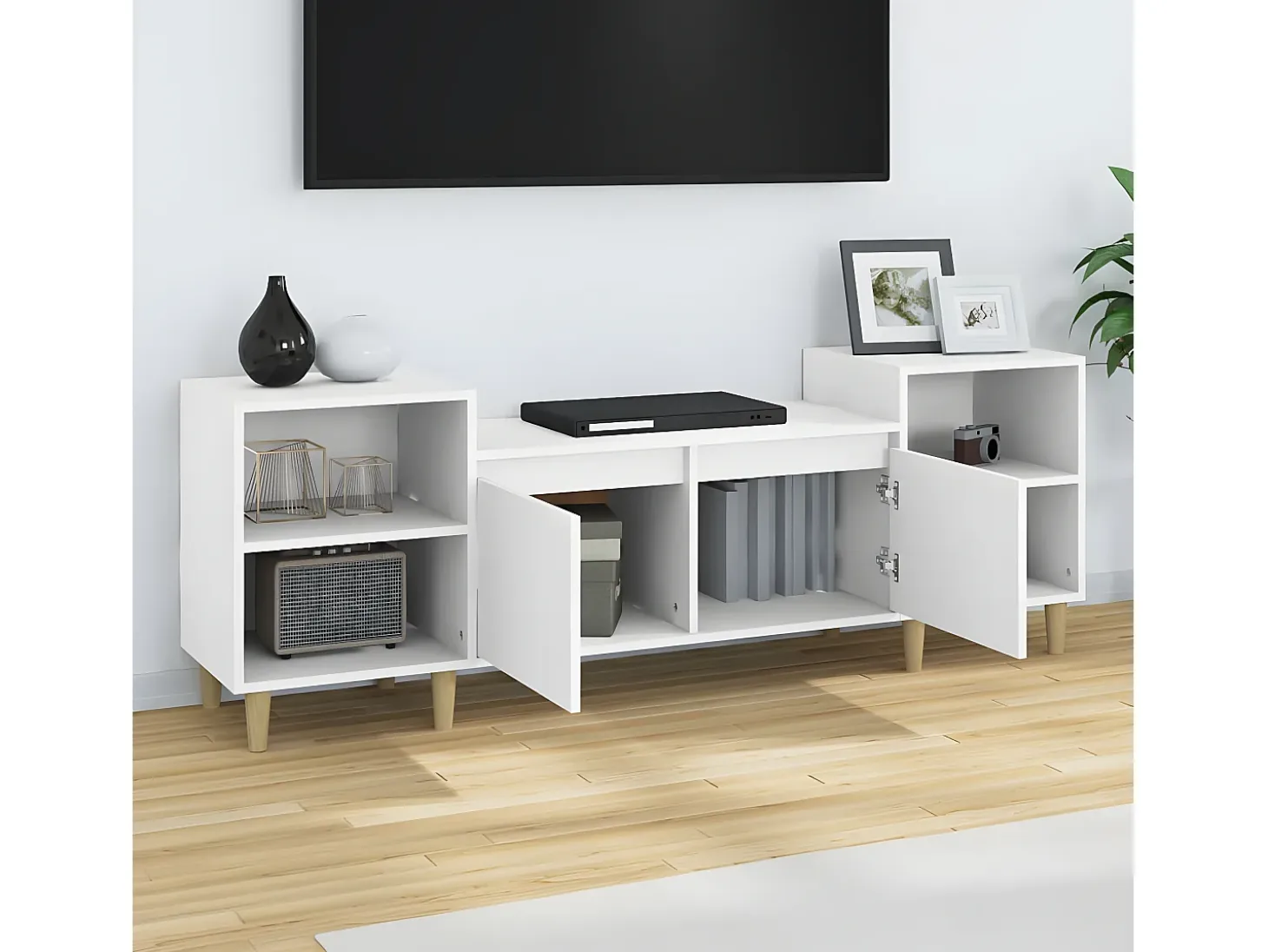 Mueble para TV madera contrachapada blanco 160x35x55 cm ES40739