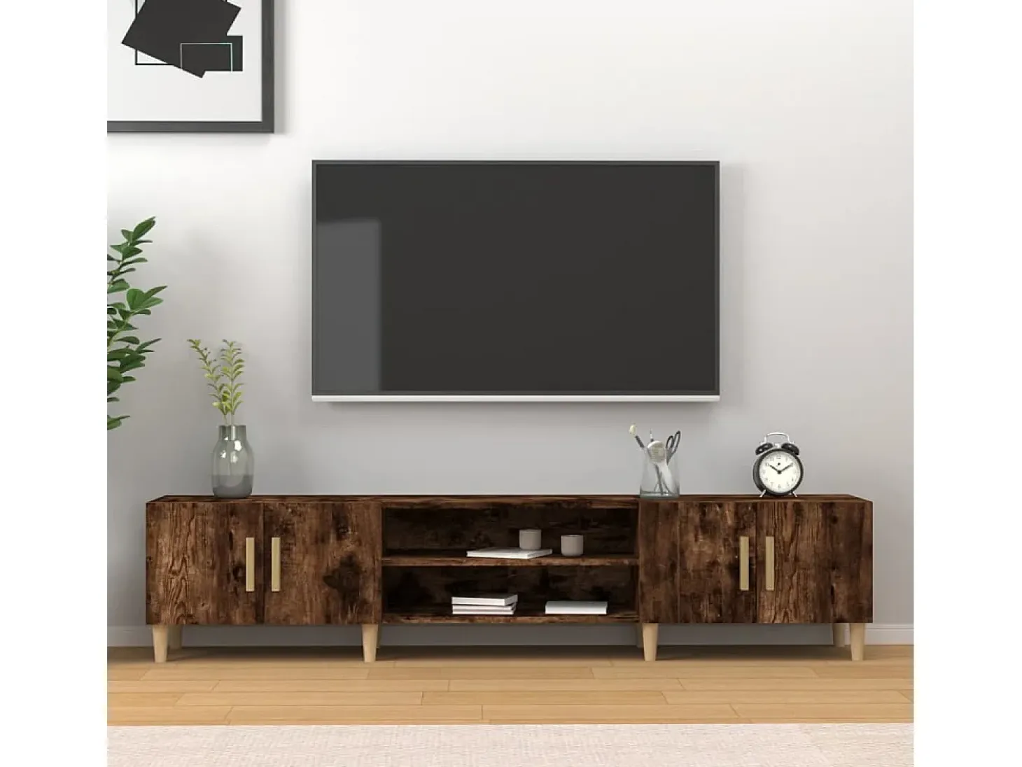 Mueble para TV madera contrachapada roble ahumado 180x31,5x40cm