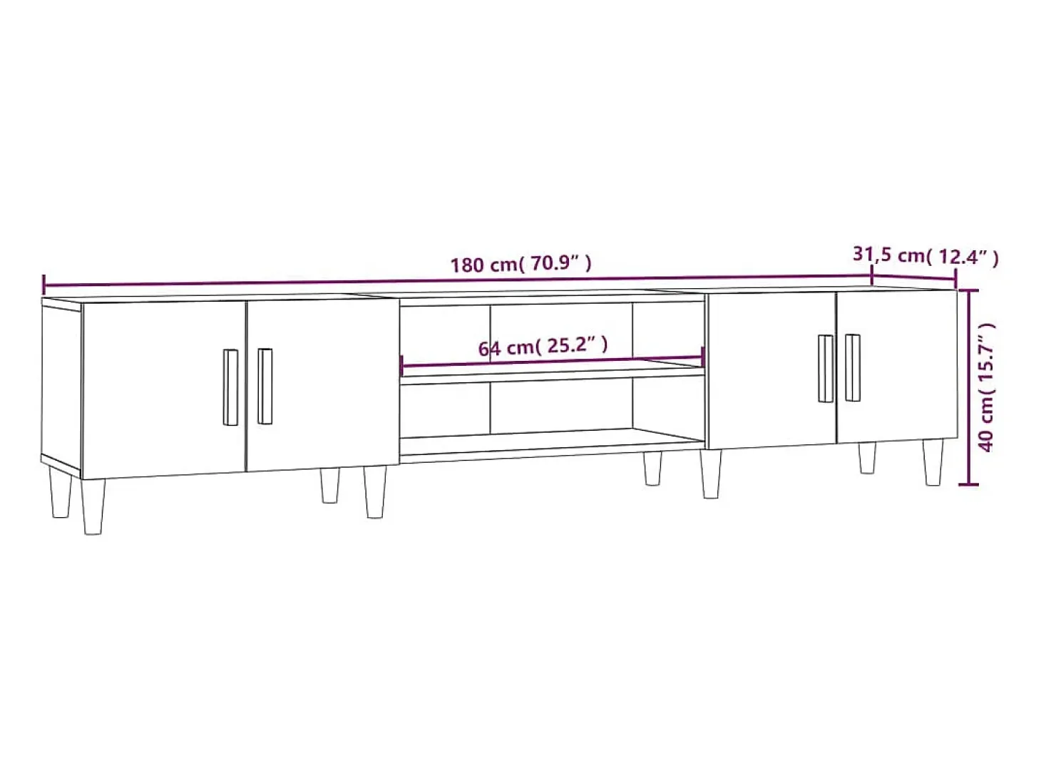 Mueble para TV madera contrachapada roble ahumado 180x31,5x40cm