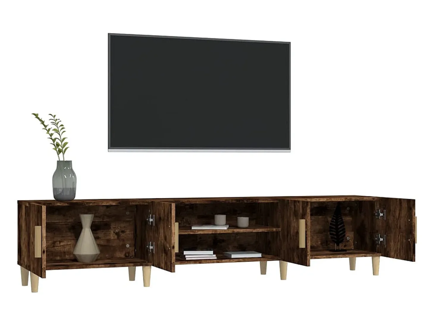 Mueble para TV madera contrachapada roble ahumado 180x31,5x40cm