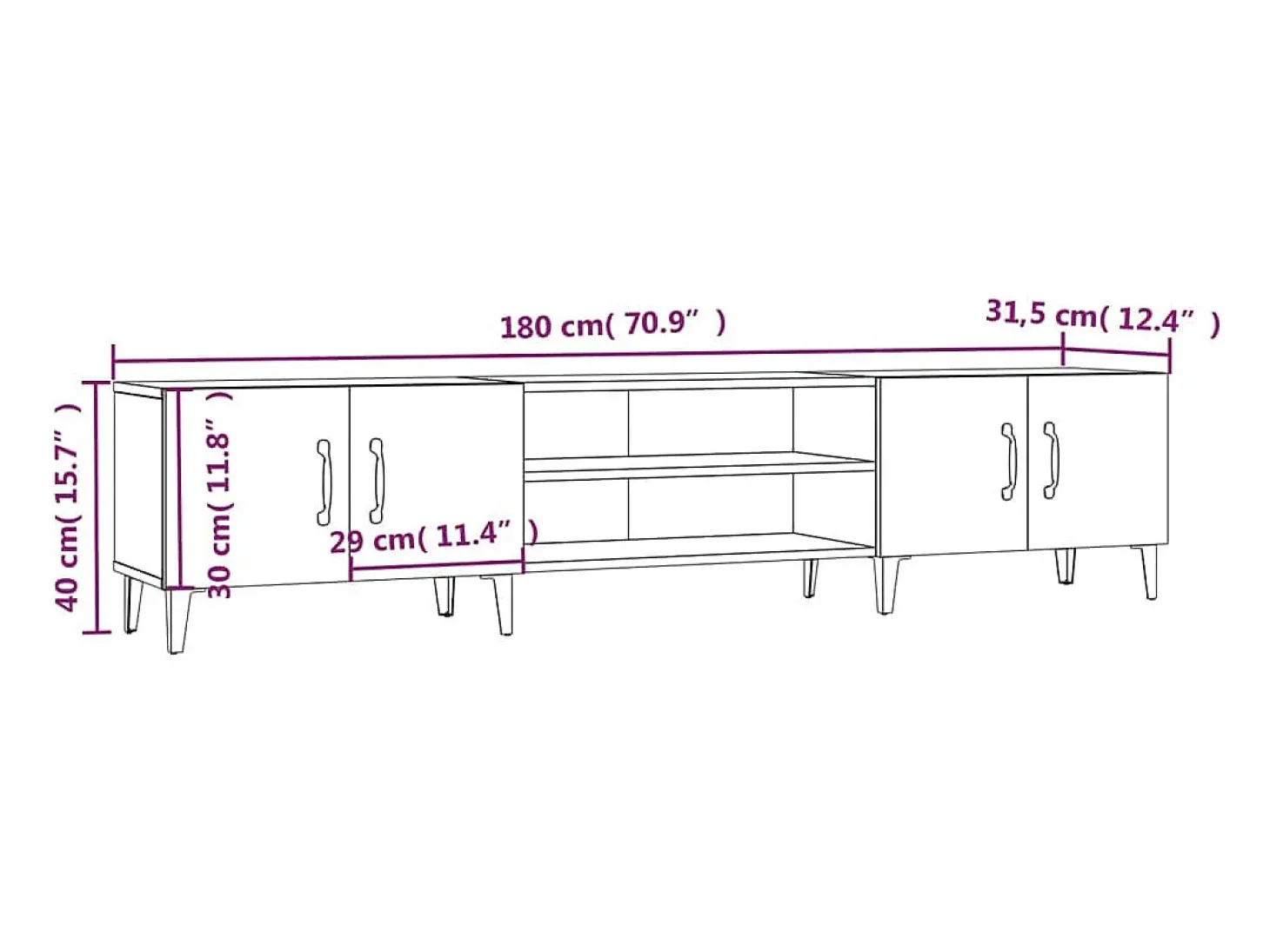 Mueble para TV madera contrachapada roble Sonoma 180x31,5x40 cm