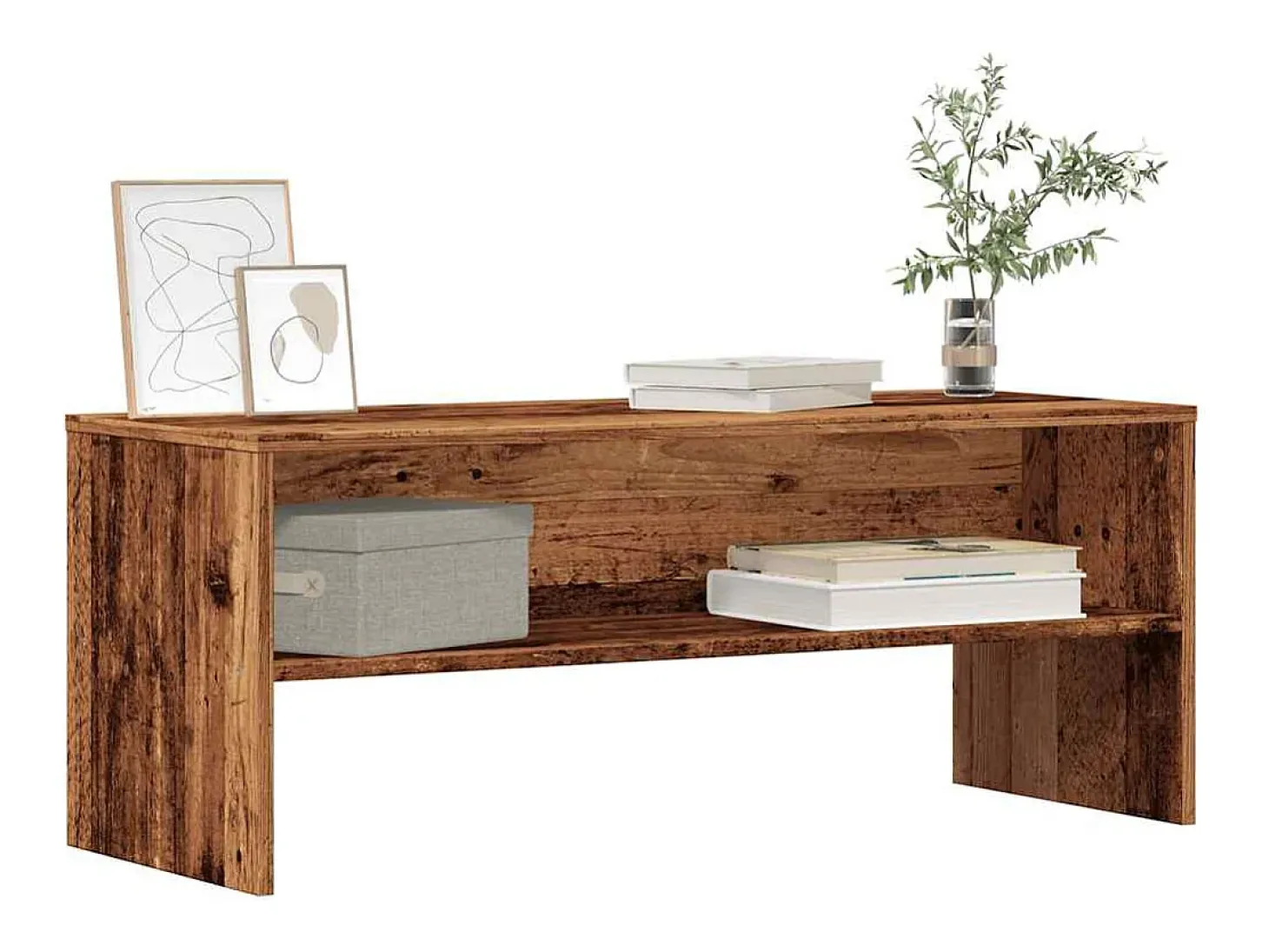 Mueble para TV madera contrachapada madera vieja 100x40x40 cm